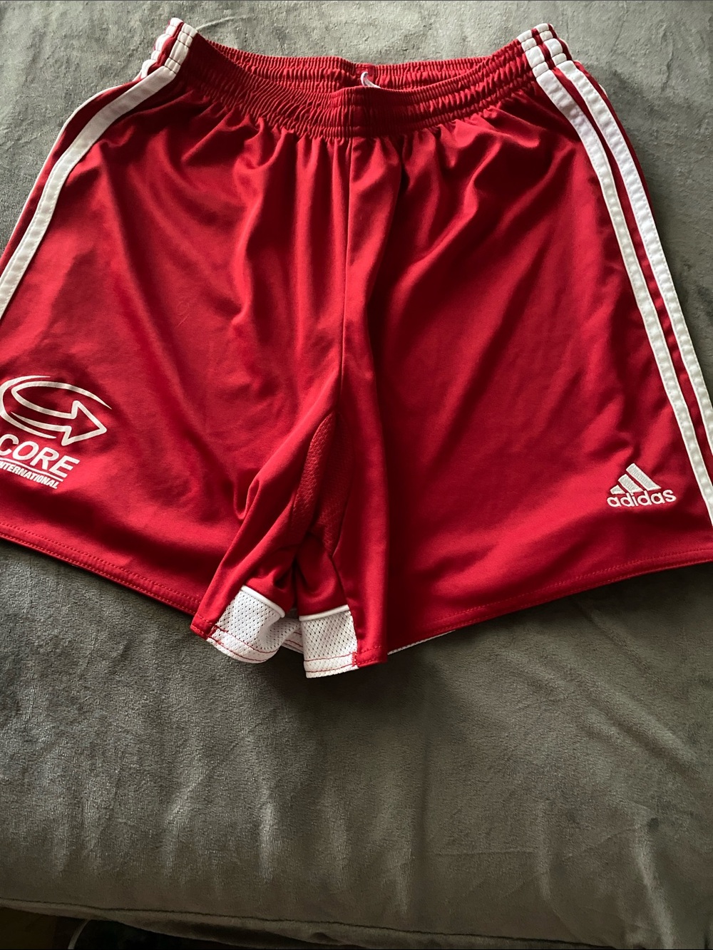 adidas small Red Shorts with White Logo Trim